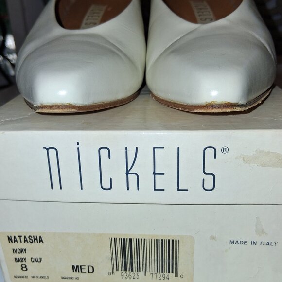 Vintage Nickels Ivory Calf Leather Italy Classic Pumps Heels w/Box NATASHA 8M - Picture 4 of 8